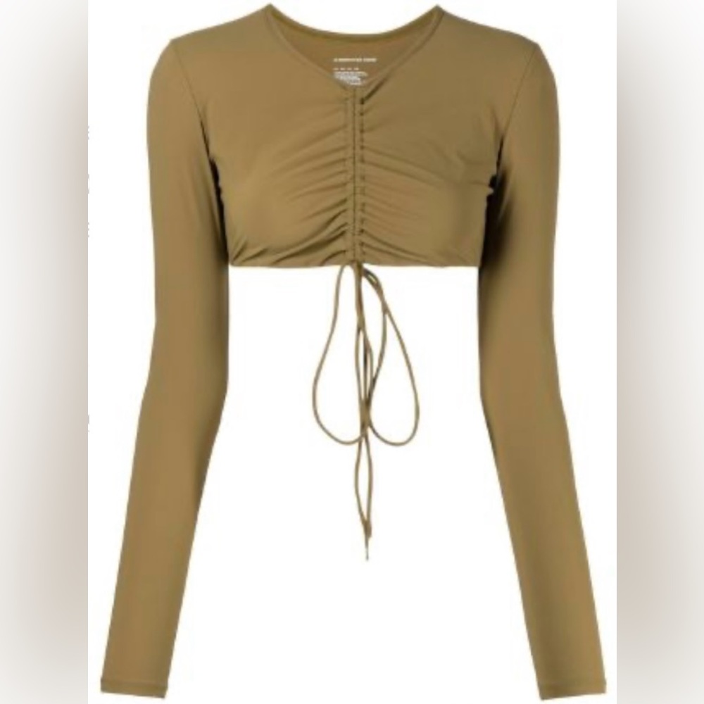 ❤️ NEW Christopher Esber Ruched Front Cropped Top /Long sleeve green